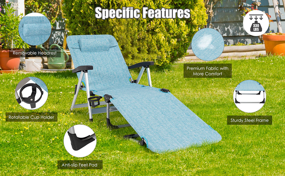 Folding Outdoor Patio Lounger  - Goplus